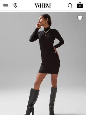 White House Black Market Black Long-Sleeve Turtleneck Mini Dress